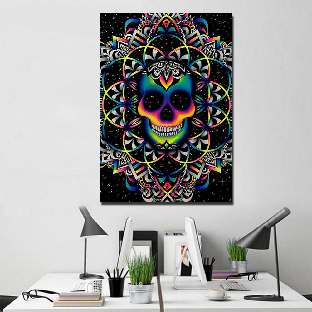 Colorful Skull canvas art Poster abstract Wall Pictures Drop shipping