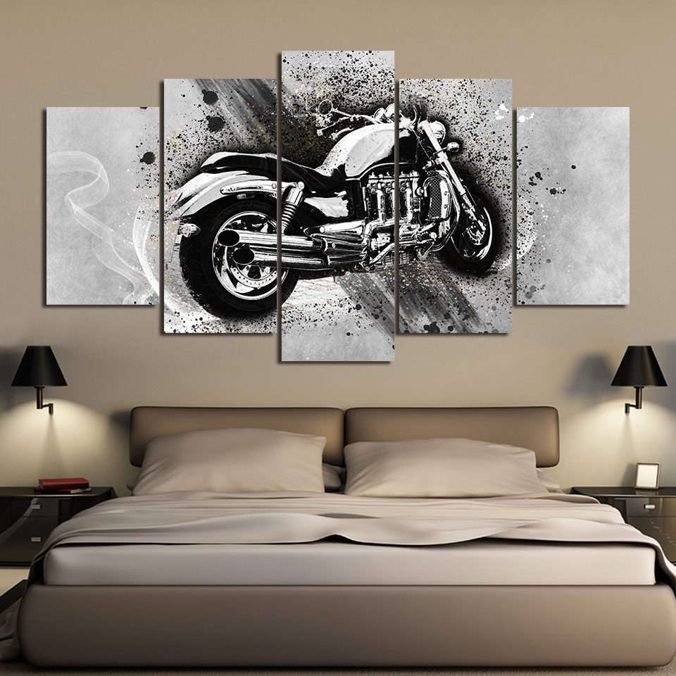 Motorcycle  Art HD print canvas Gray autocycle wall art print drop shipping