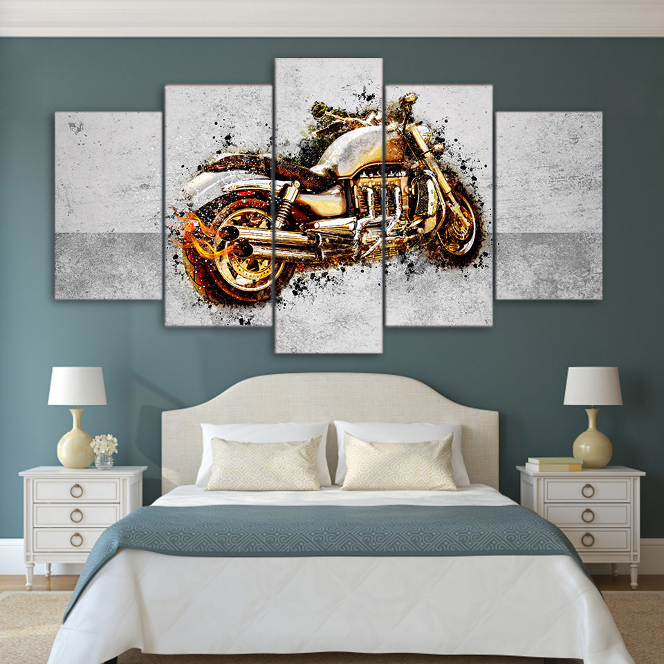 Golden autocycle Motorcycle Art HD print canvas wall art print drop shipping 