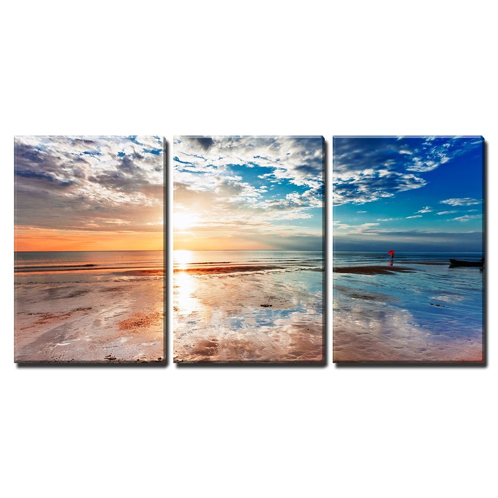 Tropical Beach at Beautiful Sunset  Canvas Wall Art Drop shipping