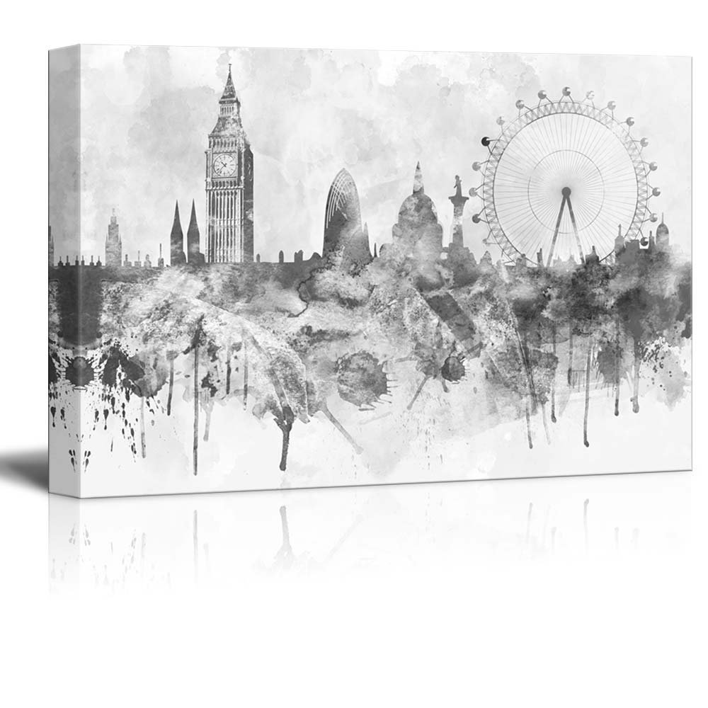 Black and White Big Ben and the London Eye Canvas Print Wall Art Drop shipping 