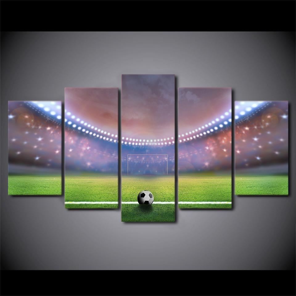 Soccer Football Stadium 5 Panel Canvas Print Wall Art Painting Drop shipping