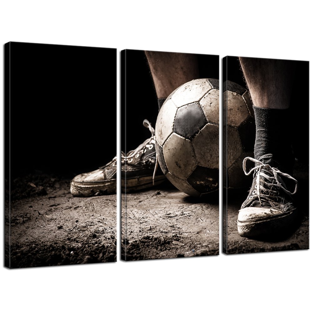 Sneaker with a Soccer Ball Vintage Picture Prints on Canvas Drop shipping