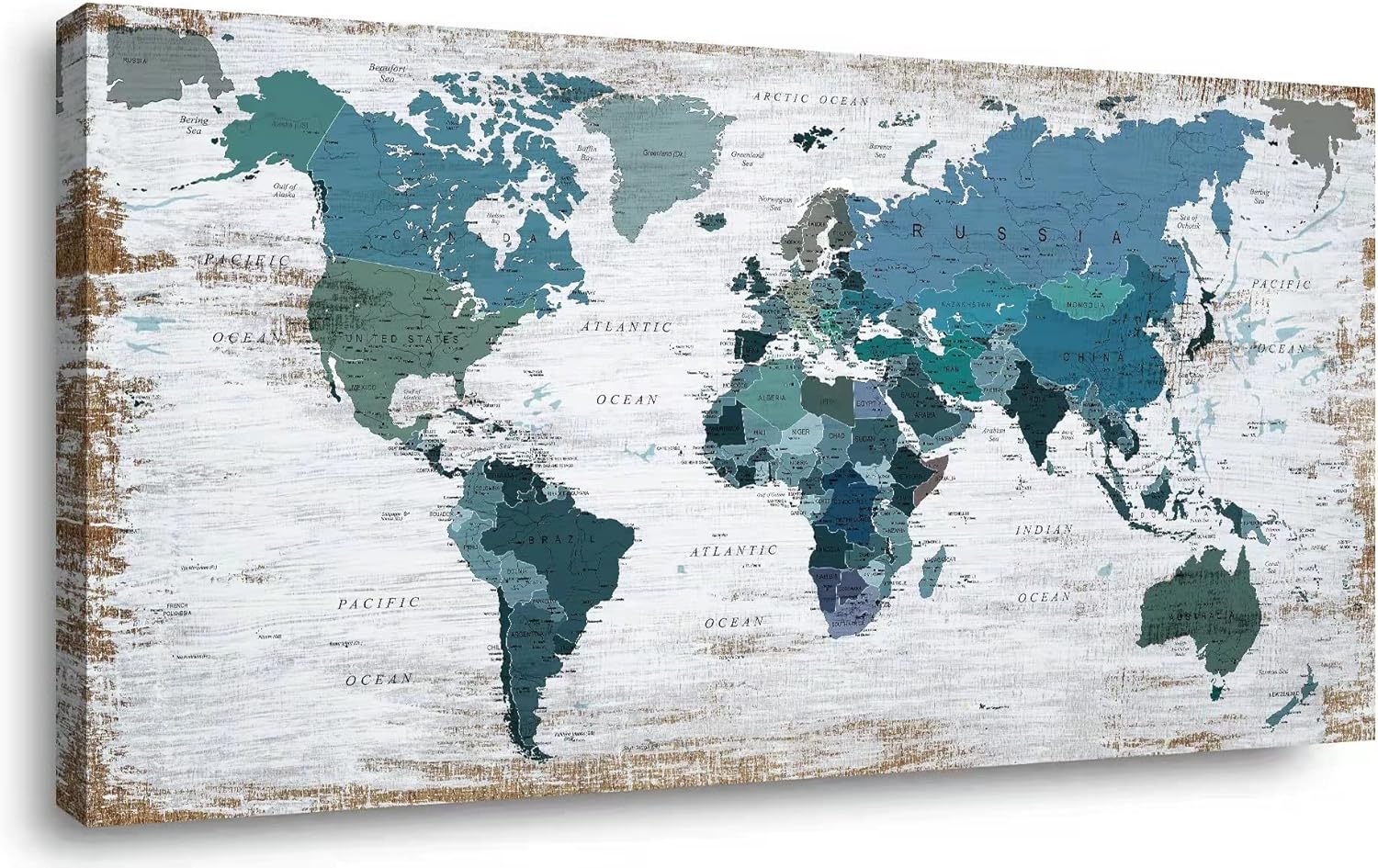 Custom Teal Decor World Map Canvas Wall Art Pictures for Living Room Decoration Blue Wall Decor Office World Map Art Map of the world Picture Framed Artwork Drop shipping