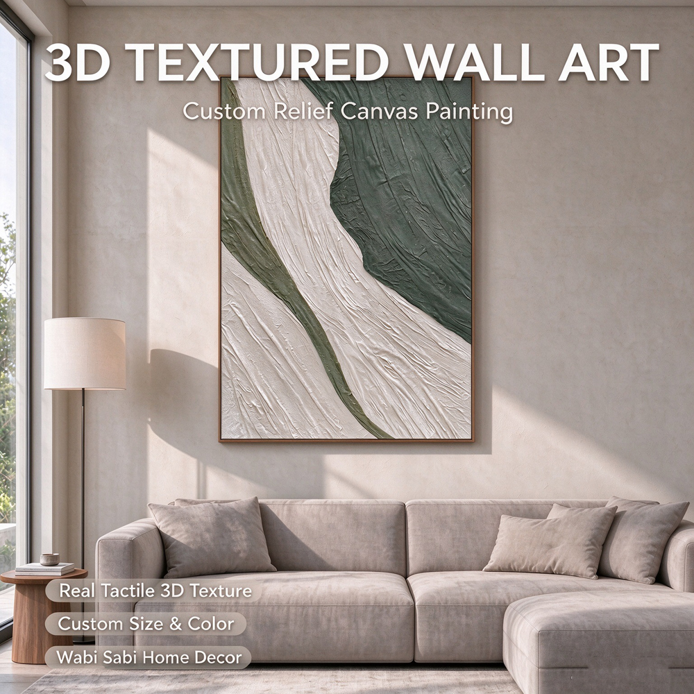 Wabi Sabi Wall Art Custom 3D Textured Painting UV Print Canvas Wall Art for Living Room Bedroom Dining Room 